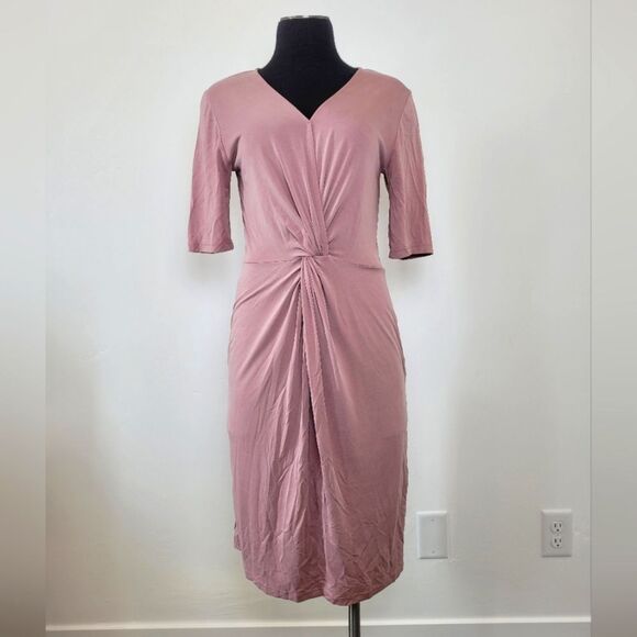 Brigitte Brianna Midi Dress Twist Front Lavendar Purple Modal Cotton Medium - Picture 1 of 11